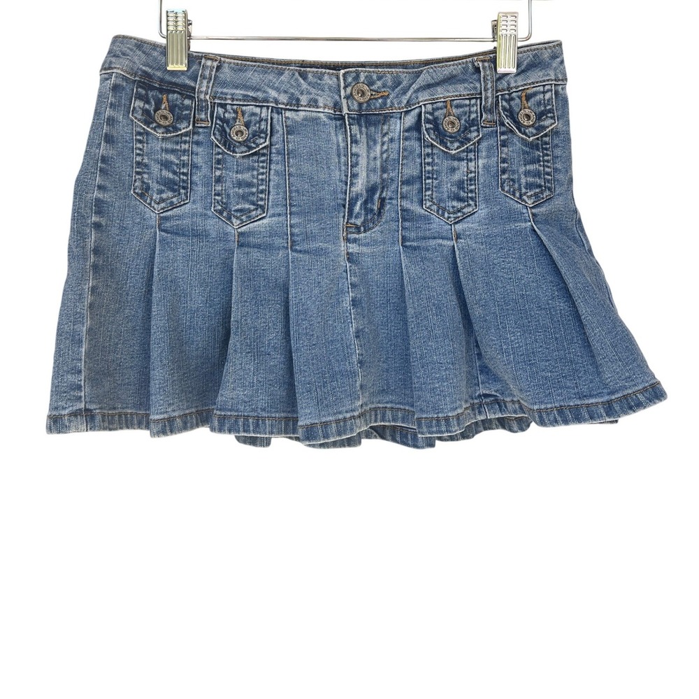 Angels Pleated Denim Mini Skirt Womens 7 S Grunge Vintage Y2K Skater Schoolgirl